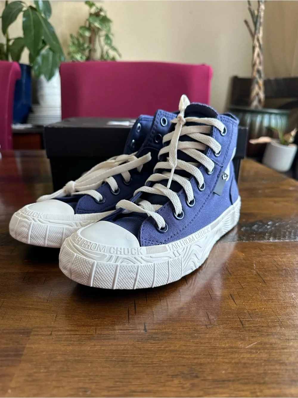 Converse Kids High-Top Sneakers in Navy and White Cream Laces
